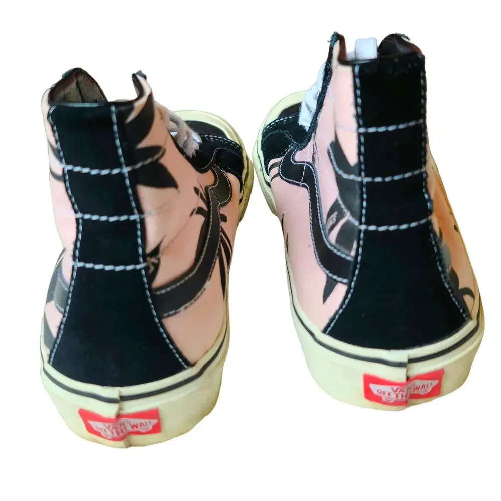Vans Summer Leaf Pink and Black Palm Tree Sk8-Hi 138 Decon Skate Shoe